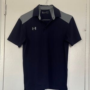 Under Armour Navy Polo with Gray Shoulder Panels